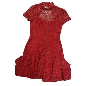 Revolve - AMUR Mila Mini Lace Dress Spice Size 4